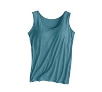 Guenstige Tops Summer Must Haves 2024 Unterhemden Damen Tank Top Mit Integriertem BH Hemd Damen Mit Cups Oberteil Ärmellos Unterwäsche Hemden Hemdchen BH Spaghetti Top Unterhemd