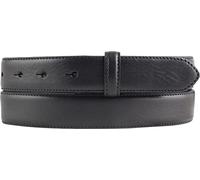 Gürtel aus Vollrindleder mit Naht 2,5 cm ohne Schnalle | Weicher Ledergürtel für Damen Herren 25mm | Bombierter Anzug-Gürtel mit feiner Struktur | Schwarz 85cm