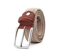 Gürtel Elastisch für Männer Militärischer Taktischer Gürtel Canvas Stretch Geflochtener Taillengürtel 3,4cm Breite Lässiger Gürtel, Beige, 105cm