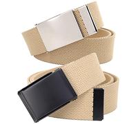 Gürtel Herren,Unisex stufenloser Canvasgürtel Canvas Belt,Verstellbarer Stoffgürtel mit Metallschließe, 2er