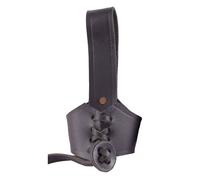 Battle-Merchant - Trinkhorn-Gürtelhalter aus Leder - für EIN Met-/Trinkhorn - 0,2-0,3 Liter Fassungsvermögen - Zubehör für Mittelalter- und Wikinger-LARP - Schwarz