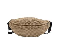 Gürteltasche aus gewebtem Stroh, verstellbarer Riemen, Brusttasche, Umhängetasche, Hüfttasche für Reisen und den täglichen Gebrauch, Damen-Hüfttaschen, Schwarz , Mass Beauty