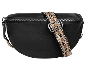 Gürteltasche BRUNO BANANI "BRUNO BANANI Damen echt Leder", Damen, Gr. B/H/T: 27cm x 15cm x 9cm onesize, schwarz, Leder, leicht glänzend, unifarben, Taschen Gürteltasche, echt Leder (21788419-0) schwar