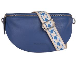Gürteltasche BRUNO BANANI, Damen, Gr. B/H/T: 27cm x 15cm x 9cm onesize, blau, Leder, leicht glänzend, unifarben, Taschen Gürteltasche, echt Leder (92349665-0) blau
