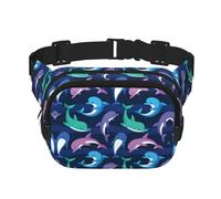 Gürteltasche für Damen, Delfin-Druck, mit verstellbarem Riemen, für Workout/Laufen/Wandern, Umhängetasche, Schwarz , Einheitsgröße