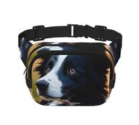 Gürteltasche für Damen mit niedlichem Hundeaufdruck, mit verstellbarem Gurt, für Workout/Laufen/Wandern, Umhängetasche, Schwarz , Einheitsgröße