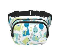 Gürteltasche für Damen mit süßem Dinosaurier-Druck, mit verstellbarem Riemen, für Workout/Laufen/Wandern, Umhängetasche, Schwarz , Einheitsgröße