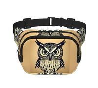 Gürteltasche für Damen mit süßem Eulen-Motiv, mit verstellbarem Riemen für Workout/Laufen/Wandern, Umhängetasche, Schwarz , Einheitsgröße