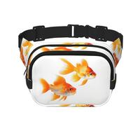 Gürteltasche für Damen mit süßem Goldfisch-Aufdruck, mit verstellbarem Riemen für Workout/Laufen/Wandern, Umhängetasche, Schwarz , Einheitsgröße