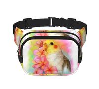 Gürteltasche für Damen mit süßem Nymphensittichen-Druck, mit verstellbarem Riemen, für Workout/Laufen/Wandern, Umhängetasche, Schwarz , Einheitsgröße