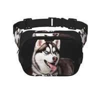 Gürteltasche für Damen, Motiv: niedlicher Husky, wasserdicht, verstellbar, modisch, lässig, Crossbody-Tasche, Bauchtasche für Laufen, Workout, Wandern, Reisen, Schwarz, Einheitsgröße, Schwarz ,
