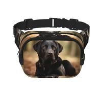 Gürteltasche für Damen, niedlicher Labrador-Hund, wasserdicht, verstellbar, modisch, lässig, Crossbody-Tasche, Bauchtasche für Laufen, Workout, Wandern, Reisen, Schwarz, Einheitsgröße, Schwarz ,