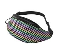 Gürteltasche für Damen und Herren, Regenbogenfarben, kariert, für Reisen, Wandern, Laufen