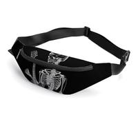 Gürteltasche für Damen und Herren, Totenkopf-Skelett, Gitarren-Spieler, Gürteltasche, Sport-Hüfttasche mit verstellbarem Riemen, modische Hüfttasche für Reisen, Laufen, Workout, weiß, 36 x 15 cm,
