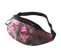 Gürteltasche für Damen und Herren, Umhängetasche, Orchidee, Blume, Schmetterling, Federgürteltasche mit verstellbarem Riemen, Hüfttasche, Schwarz, Einheitsgröße, Schwarz , Einheitsgröße