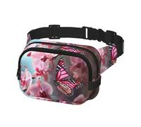 Gürteltasche für Damen und Herren, Umhängetasche, Orchidee, Blume, Schmetterling, Federgürteltasche mit verstellbarem Riemen, Hüfttasche