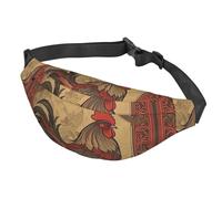 Gürteltasche für Damen und Herren, verstellbare Hüfttasche, alte Hahn-Illustration, Crossbody-Tasche für Reisen, Schwarz, Einheitsgröße, Schwarz , Einheitsgröße