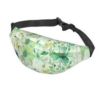 Gürteltasche für Damen und Herren, verstellbare Hüfttasche, Aquarell, grüne Blumen, Crossbody-Tasche für Reisen, Schwarz, Einheitsgröße, Schwarz , Einheitsgröße