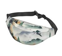 Gürteltasche für Damen und Herren, verstellbare Hüfttasche, Bergvögel, Aquarell, Crossbody-Tasche für Reisen, Schwarz, Einheitsgröße, Schwarz , Einheitsgröße