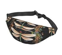 Gürteltasche für Damen und Herren, verstellbare Hüfttasche, Bild von Libelle im Kranz, Crossbody-Tasche für Reisen, Schwarz, Einheitsgröße, Schwarz , Einheitsgröße