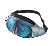 Gürteltasche für Damen und Herren, verstellbare Hüfttasche, blauer Schmetterling und Wolken, Crossbody-Tasche, überall
