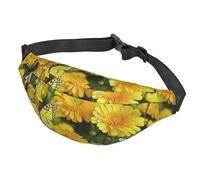 Gürteltasche für Damen und Herren, verstellbare Hüfttasche, gelber Schmetterling und gelbe Gänseblümchen, Crossbody-Tasche für Reisen, Schwarz, Einheitsgröße, Schwarz , Einheitsgröße