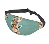 Gürteltasche für Damen und Herren, verstellbare Hüfttasche, Giraffe mit Blumen, Crossbody-Tasche für Reisen, Schwarz, Einheitsgröße, Schwarz , Einheitsgröße