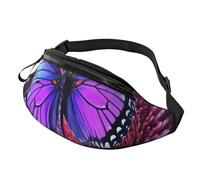 Gürteltasche für Damen und Herren, verstellbare Hüfttasche, lila Schmetterling und Blume, Umhängetasche, überall
