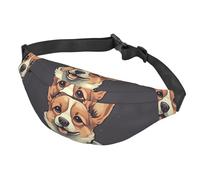 Gürteltasche für Damen und Herren, verstellbare Hüfttasche, niedliche Corgi-Hunde-Illustration, Crossbody-Tasche für Reisen, Schwarz, Einheitsgröße, Schwarz , Einheitsgröße