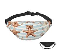 Gürteltasche für Damen und Herren, wasserdicht, mit verstellbarem Riemen, Motiv: Wolf bei Nacht, Aquarell-Muscheln, Einheitsgröße