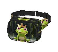Gürteltasche für Herren und Damen, Crossbody-Gürteltasche, Krone, Frosch, Bauchtasche, Bauchtasche, Schwarz, Einheitsgröße, Schwarz , Einheitsgröße