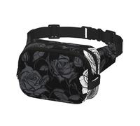 Gürteltasche für Herren und Damen, Crossbody-Gürteltasche, Rose, Gothic, Bauchtasche, Bauchtasche, Schwarz, Einheitsgröße, Schwarz , Einheitsgröße