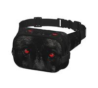 Gürteltasche für Herren und Damen, Crossbody-Hüfttasche, Schwarz mit roten Augen, Wolfs-Gürteltasche mit verstellbarem Riemen, Hüft-Bauchtasche, Schwarz, Einheitsgröße, Schwarz , Einheitsgröße