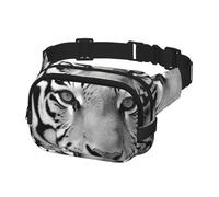 Gürteltasche für Herren und Damen, Crossbody-Hüfttasche, Schwarz / Weiß, Tiger-Gürteltasche mit verstellbarem Riemen, Hüfttasche