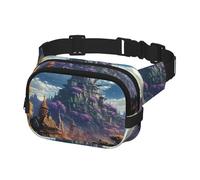 Gürteltasche für Herren und Damen, Fantasy Town, verstellbare Hüfttasche, Crossbody-Tasche für Reisen, Schwarz, Einheitsgröße, Schwarz , Einheitsgröße