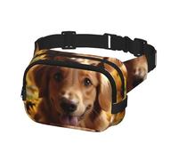 Gürteltasche für Herren und Damen, Golden Retriever, Sonnenblume, verstellbare Hüfttasche, Crossbody-Tasche für Reisen, Schwarz, Einheitsgröße, Schwarz , Einheitsgröße