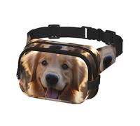 Gürteltasche für Herren und Damen, Golden Retriever und Blumen, verstellbare Hüfttaschen, Crossbody-Tasche für Reisen, Schwarz, Einheitsgröße, Schwarz , Einheitsgröße