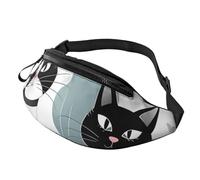 Gürteltasche für Herren und Damen, modisch, zum Laufen, wasserdicht, Crossbody-Tasche, mit verstellbarem Gurt, Sport-Hüfttasche für Reisen, Geldbörse, Schwarz und Weiß