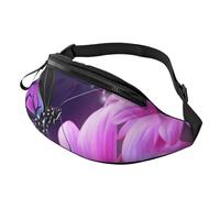 Gürteltasche für Herren und Damen, Motiv: violette Schmetterlinge und Blumen, modisch, zum Laufen, wasserdicht, Crossbody-Tasche mit verstellbarem Riemen, Sport-Hüfttasche für Reisen