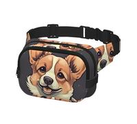 Gürteltasche für Herren und Damen, niedliche Corgi-Hunde-Illustration, verstellbare Hüfttasche, Crossbody-Tasche für Reisen, Schwarz, Einheitsgröße, Schwarz , Einheitsgröße