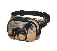 Gürteltasche für Herren und Damen, Umhängetasche, schwarz, arabisches Pferd, Gürteltasche mit verstellbarem Gurt, Hüfttasche