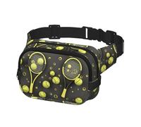 Gürteltasche für Männer und Frauen, Crossbody-Gürteltasche, lustige Tennisschläger und Tennisbälle, Hüfttasche, Reise-Bauchtasche, Schwarz, Einheitsgröße, Schwarz , Einheitsgröße