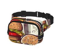 Gürteltasche für Männer und Frauen, Umhängetasche, lustige Lebensmittel, Hamburger und Tassen, Gürteltasche mit verstellbarem Riemen, Hüfttasche