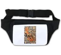 Gürteltasche im Retro-Stil, japanisches Gemälde, Samurai-Drachen, Weiß