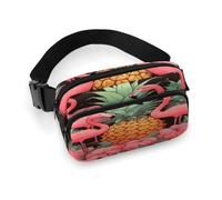 Gürteltasche mit Ananas-Flamingos, mit verstellbarem Riemen, modische Hüfttasche für Outdoor-Sport, Wandern, weiß, 20 x 13 cm, voll bedruckte Hüfttasche