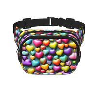 Gürteltasche mit buntem Regenbogen-Herz-Druck, mit verstellbarem Riemen, quadratisch, doppellagig, Unisex, überall