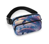 Gürteltasche mit Delfin-Motiv, für Damen und Herren, große Brusttasche mit verstellbarem Riemen für Outdoor, Workout, Reisen, Freizeit, Laufen, Delfin-Kunst, 20 x 13 cm, Delfine Art, 20x13cm