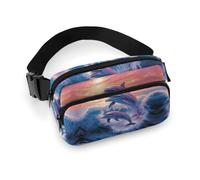 Gürteltasche mit Delfinen, kunstbedruckt, Bauchtasche für Workout, Reisen, Freizeit, Laufen, Wandern, Radfahren, Delfin-Kunst, 20 x 13 cm, Delfine Art, 7.9 X 5.1 in