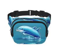 Gürteltasche mit Delphin-Aufdruck und verstellbarem Riemen, quadratisch, doppellagig, Unisex, überall