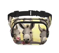 Gürteltasche mit Esel und Blume, wasserdicht, verstellbar, modisch, lässig, Crossbody-Tasche, Bauchtasche für Laufen, Workout, Wandern, Reisen, Schwarz, Einheitsgröße, Schwarz , Einheitsgröße